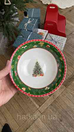 САТНИК НОВОГОДНІЙ ФАРФОРОВИЙ СЕРВОВАНИЙ "CHRISTMAS DELIGHT" 16 см 350 мл + ПОДАРУНОВА ПАКОВАННЯ Київ