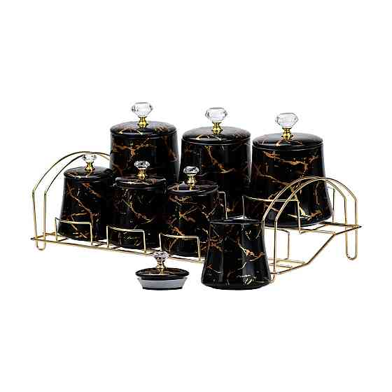 Набір для спецій 7 шт на металевій підставці чорний Київ