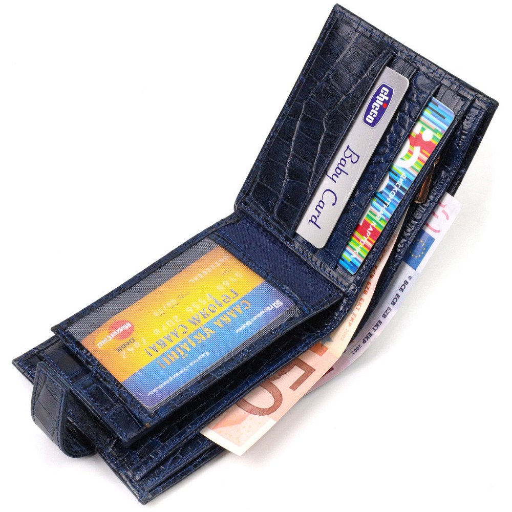 Вместительное горизонтальное портмоне для мужчин из натуральной кожи с тиснением под крокодила CANPELLINI Киев - изображение 7
