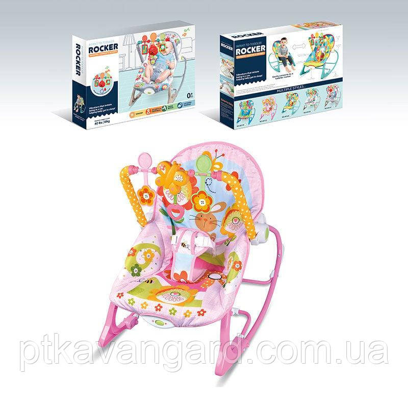 Дитяче крісло-гойдалка шезлонг (мелодії, дуга з підвісками) рожевий Хмельницький - фото 2