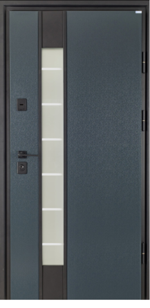 Двері вхідні з терморозривом Бастіон МОНОЛІТ ПВХ Антрацит/ПВХ біле дерево Лампре 13 960х2050 мм Київ