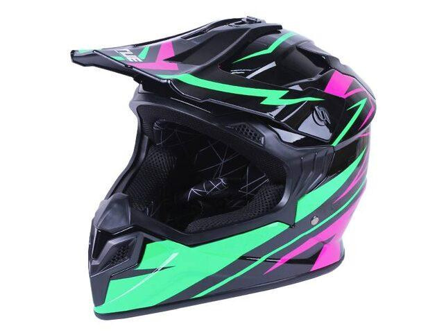 Мотошлем кроовый MD-911 (черный с зеленым и малиновым, size XS) Мукачево - изображение 1