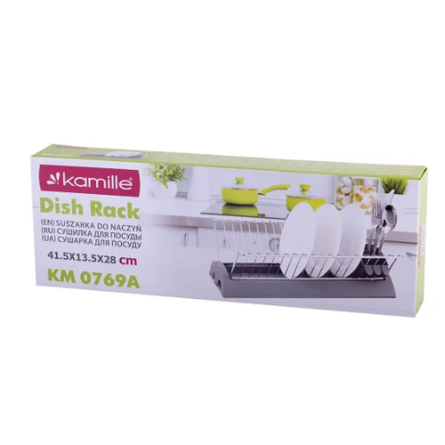 Сушарка для посуду 41,5*25,5*11,5см з піддоном хромована сталь сірий 0769A KAMILLE Житомир - изображение 10