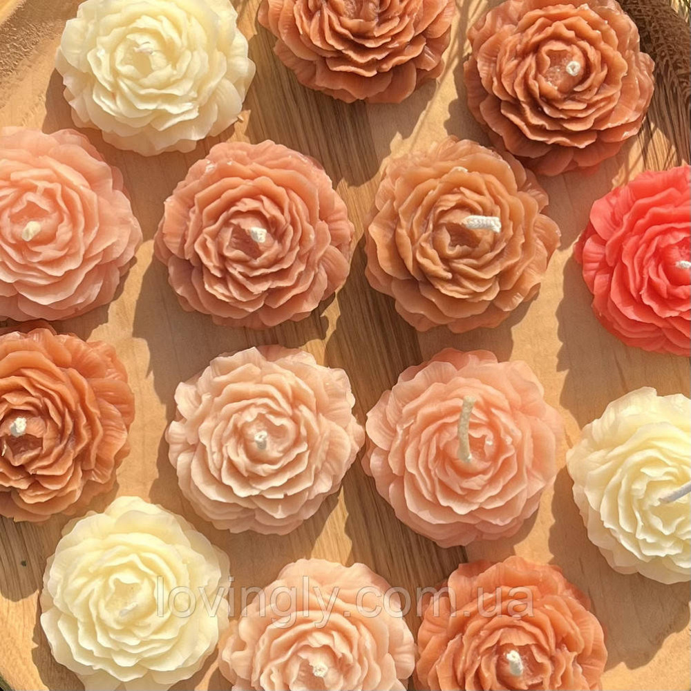 Свеча в форме пиона/розы из натурального пчелиного воска Ирпень - изображение 4