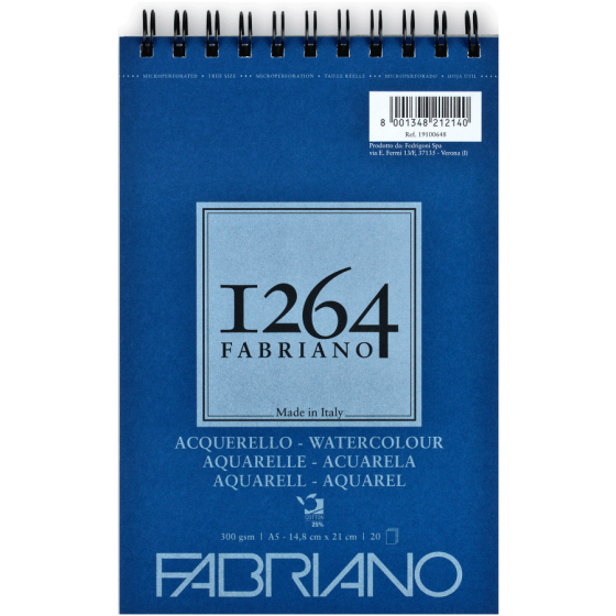Альбом на спіралі для акварелі 1264 А5 300г/м2 20л СР 25% бавовни Fabriano Київ