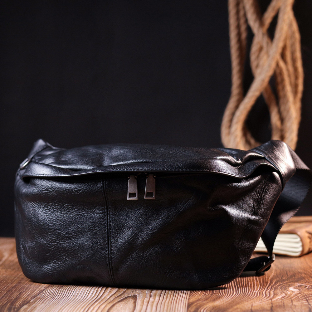 Сумка через плече Vintage 20831 шкіряна Чорний Київ - фото 7