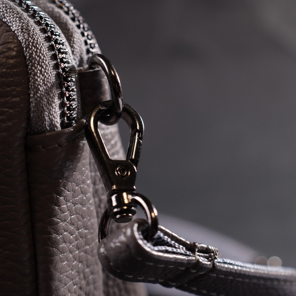 Сумка жіноча на два відділення з натуральної шкіри Vintage 22278 Сіра Київ - фото 9