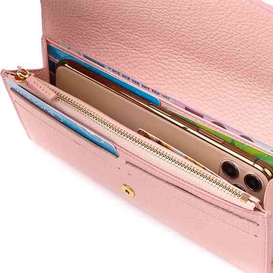 Оригінальний жіночий гаманець з монетницею на блискавці з натуральної шкіри Tony Bellucci 21963 Пудровий Київ