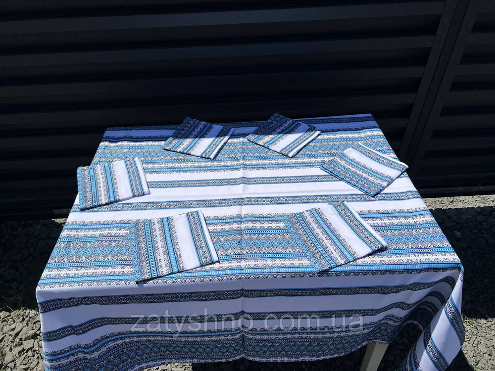 Вишита скатертина блакитна з серветками Київ - фото 9