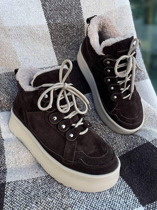 Arcoboletto Черевики жіночі Arcoboletto коричневі натуральна замша з хутром высота 8см размеры Коломыя - изображение 1