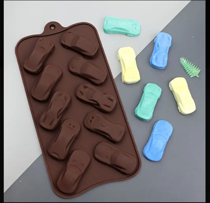 Силіконова форма 20×11 см на 10 осередків у вигляді машинок для мармеладу, цукерок та глазурованих сирків Одеса - фото 3