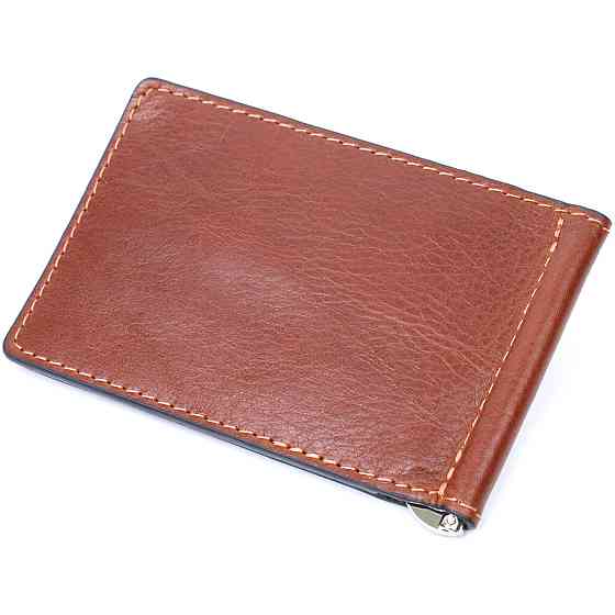 Надежный кожаный зажим для денег GRANDE PELLE 11668 Коричневый Киев