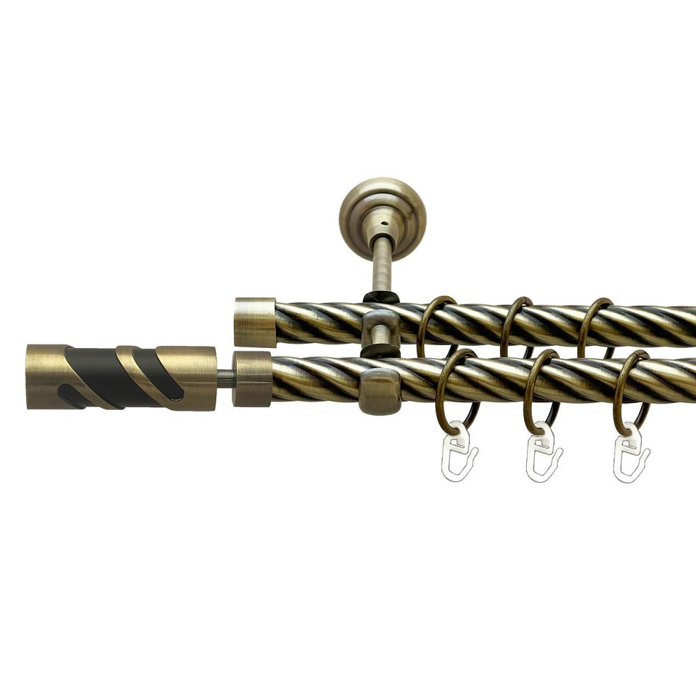 Карниз Orvit Сієна металевий дворядний відкритий скручена труба кільце металеве Антик 19\19 мм 300 см (00-00027006) Львів - фото 1