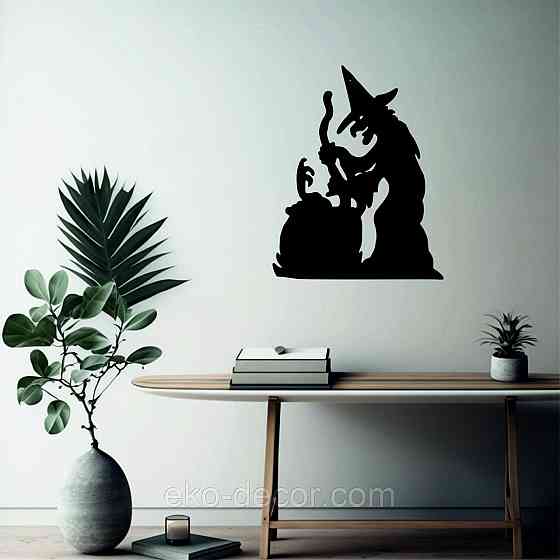 Декоративное настенное 3D Панно «Ведьма», Декор на стену с объемом 90*71 см, Черный Киев