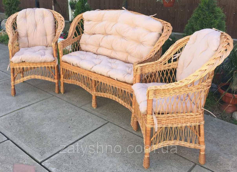 Мебель плетеная (стол в комплекте)| мебель из лозы с накидками | мебель  натуральная с диваном Киев - изображение 2