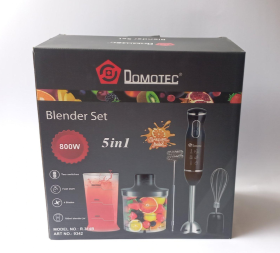 Кухонй блендер ручний 5в1 Domotec R.314B чорний 800Вт Потужний побутовий універсальний з мірною склянкою Львів