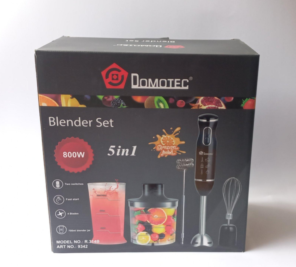 Кухонй блендер ручний 5в1 Domotec R.314B чорний 800Вт Потужний побутовий універсальний з мірною склянкою Львів - фото 6
