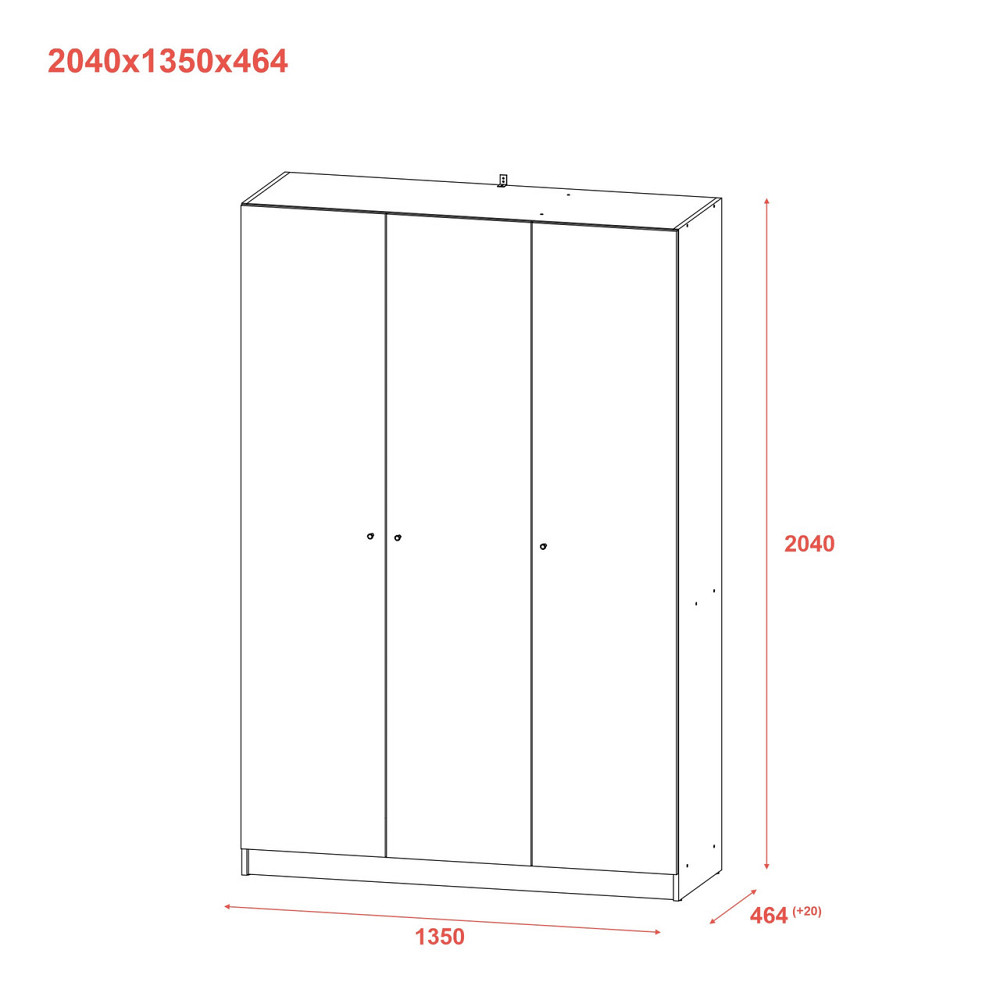 Шафа для одягу Doros Промо Антрацит 3 ДСП 135х48х204 (44900524) (DRS-012157) Львів - фото 7