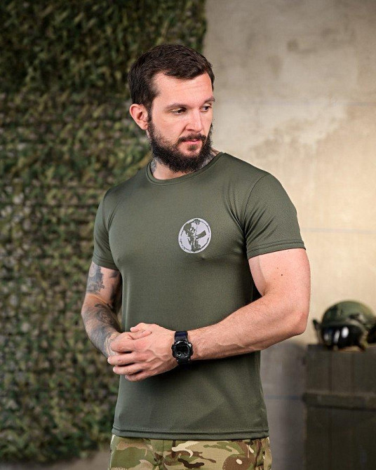 Тактическая потоотводящая футболка battle oliva ПП4650 Одесса - изображение 8