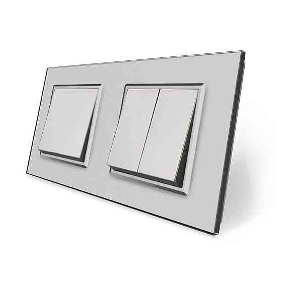 LIVOLO Трьохклавішний вимикач (1-2) Livolo сірий скло (VL-C7K1K2-15) Коломыя