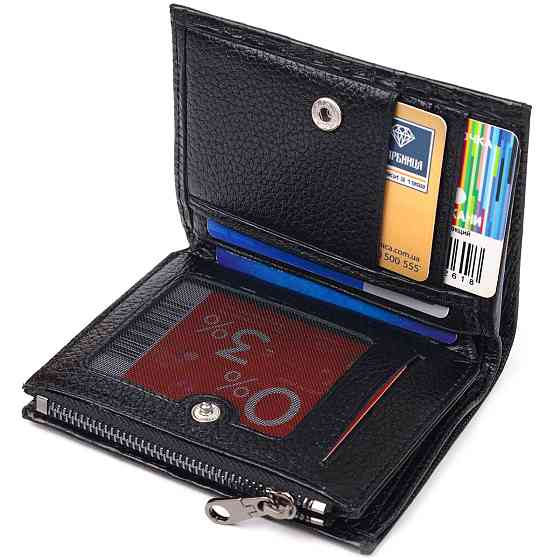 Фактурний вертикальний гаманець з натуральної шкіри CANPELLINI 21672 Чорний Київ