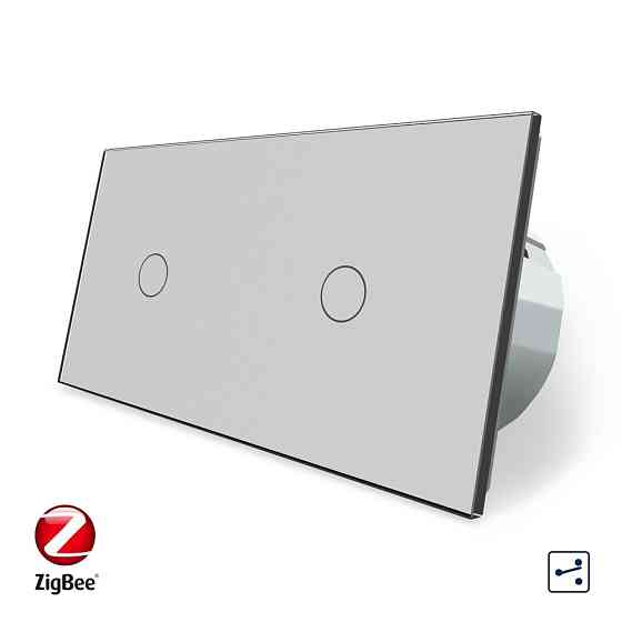 LIVOLO Розумний сенсорний прохідний/перехресний вимикач 2 сенсора (1-1) Livolo сірий скло (VL-C Коломия