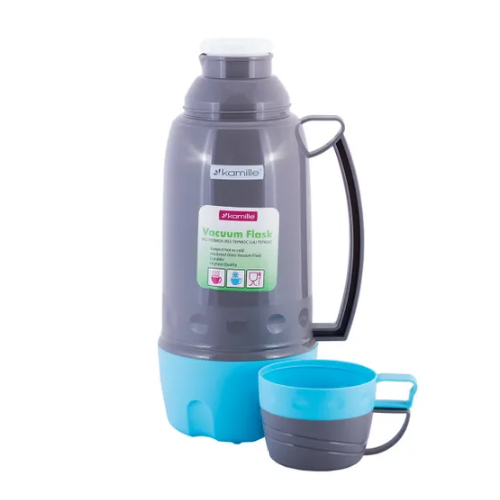 Термос 1,8л зі скляною колбою і 3 пластиковими чашками  KAMILLЕ 2081 Житомир - фото 7