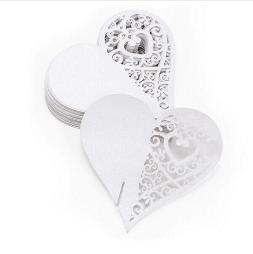 Рассадочные карточки для гостей на бокалы Сердечка 10 штук 8 на 8 см белый Киев - изображение 3