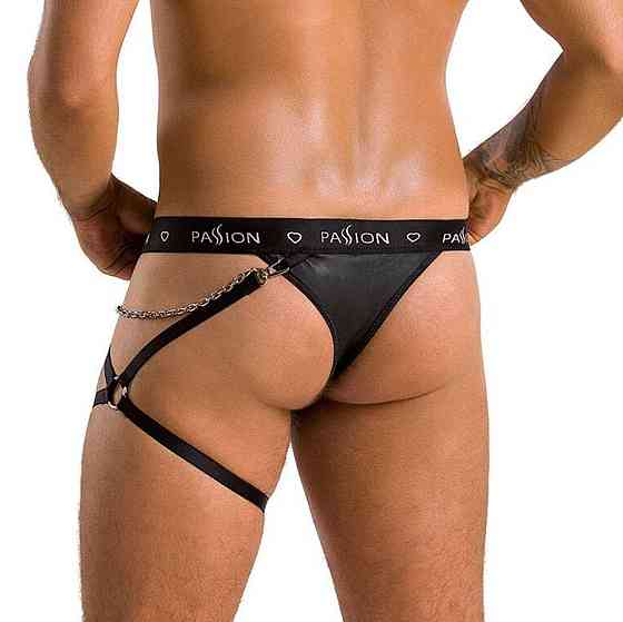 Чоловічі трусики танга з підв’язкою Passion 058 THONG BILL XXL/XXXL Black Sex Aura Київ
