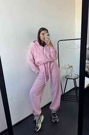 Женский теплый прогулочный костюм двойка: худи и брюки двусторонний полар флис Розовый, 42/44 Одесса