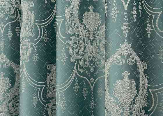 Шторна тканина парча колір бірюзовий з молочним 1777ш Київ