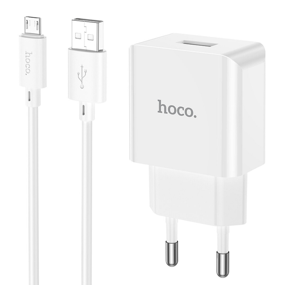 Мережевий зарядний пристрій HOCO C106A Leisure single port charger set(Micro) White Київ - фото 1