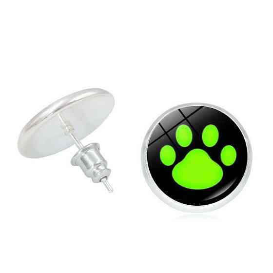 Сережки дитячі Лапка кота 15 мм чорно-салатовий Київ