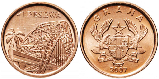 Ghana Гана 1 Pesewa 2007 UNC Полтава - изображение 1