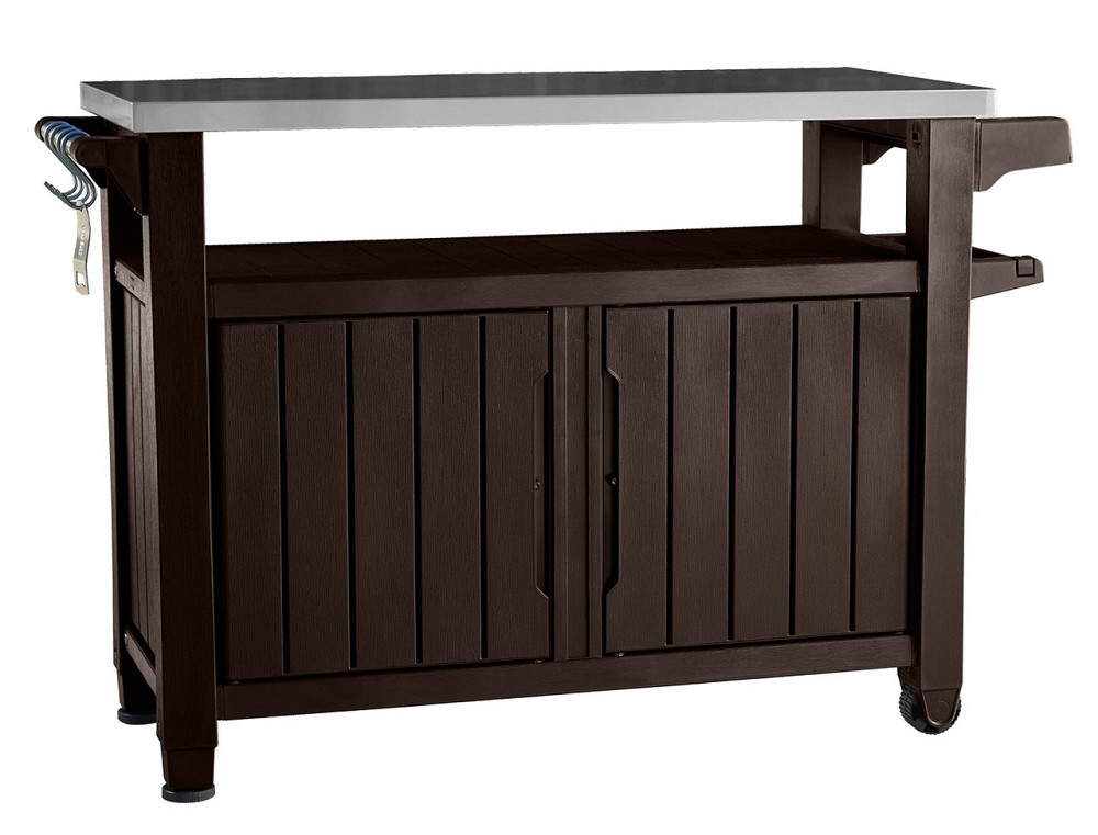 Стіл-буфет садовий для барбекю Keter UNITY XL, коричневий, 207 л Київ - фото 1