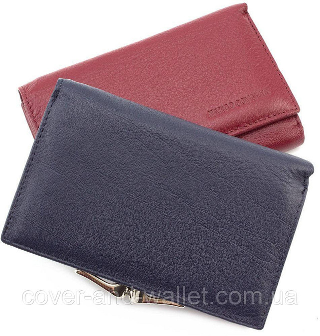 Синій шкіряний гаманець невеликого розміру на магнітах Marco Coverna MC-2049A Київ - фото 2