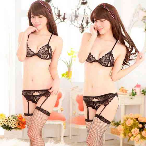 Беспроигрышный комплект с чулками и поясом для чулок Чёрный – Эротическое бельё Винница