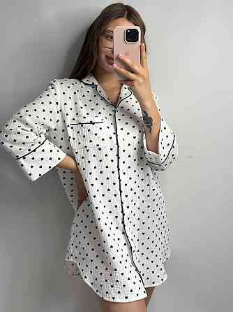 Жіноча муслінова нічна сорочка Чорні серця XL-2XL Харків