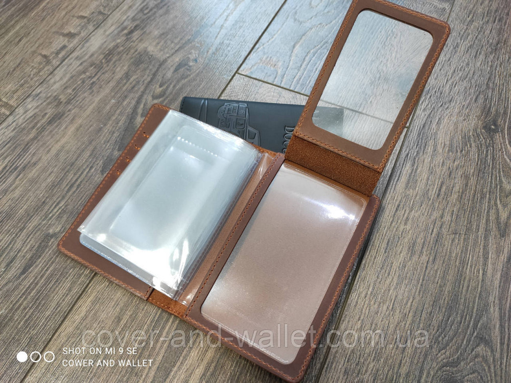 Вінтажна шкіряна обкладинка на авто документи коричневого кольору ST Leather Київ - фото 8