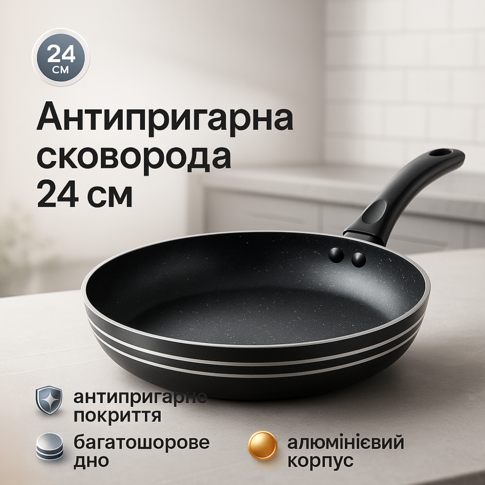 Сковорода из нержавеющей стали для кухни UNIQUE UN-5154 24 см, Сковорода глубокая алюминий RB-69 Львов - изображение 18