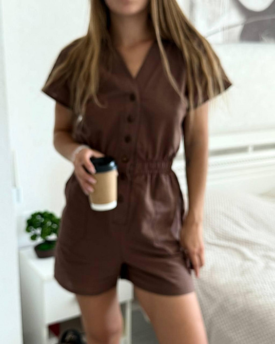 Жіночий літній базовий комбінезон на ґудзиках льон 44/46 Одеса - фото 2