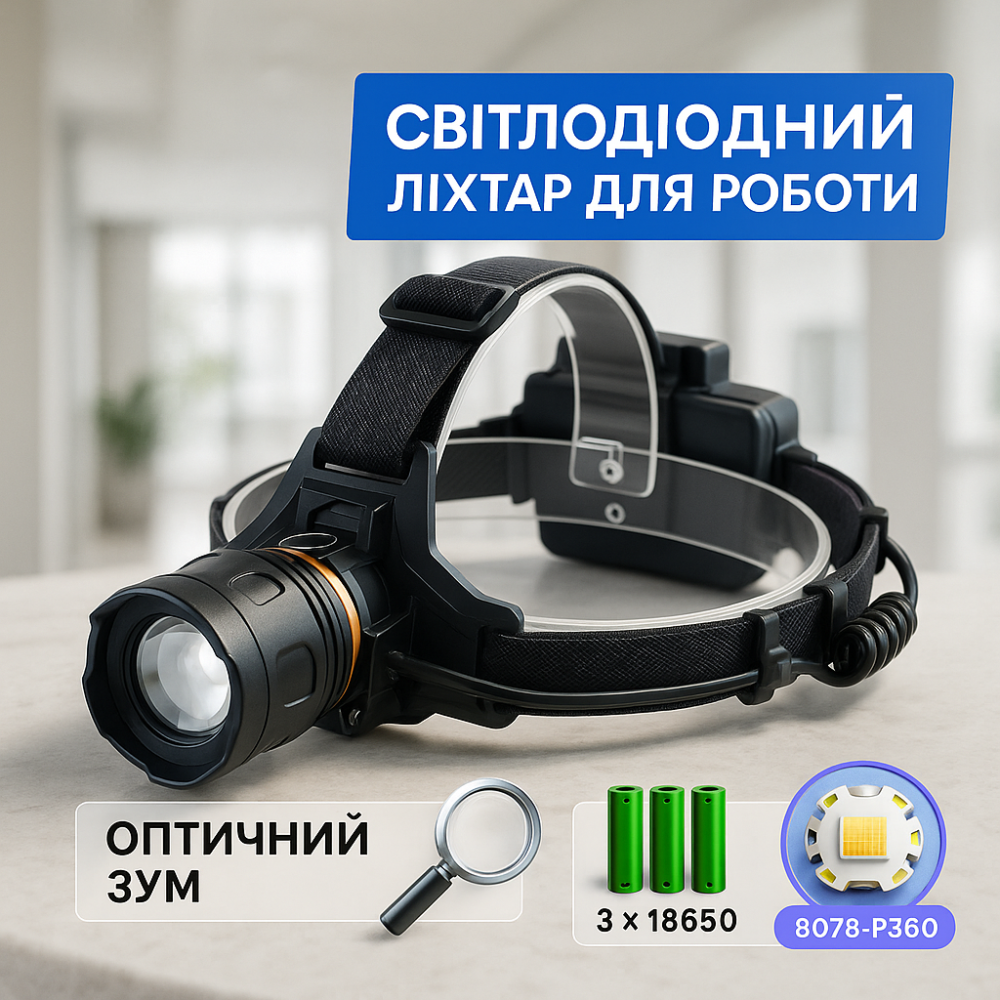 Мощный универсальный аккумуляторный налобный фонарь, Фонарь для головы со светодиодами YC-26 Львов - изображение 9