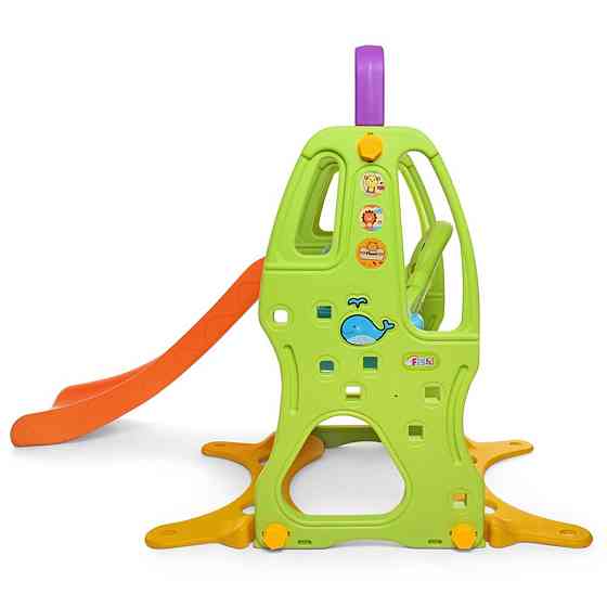 Дитяча гірка-гойдалка HF-H002 пластик, з баскетбольним кільцем Вінниця