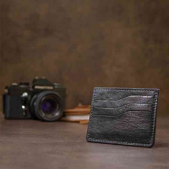 Шкіряний картхолдер Чорний (GRANDE PELLE) Київ