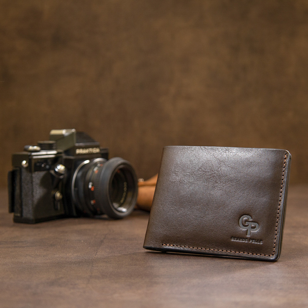 Портмоне из натуральной кожи для мужчин GRANDE PELLE 11463 Коричневый Киев - изображение 8