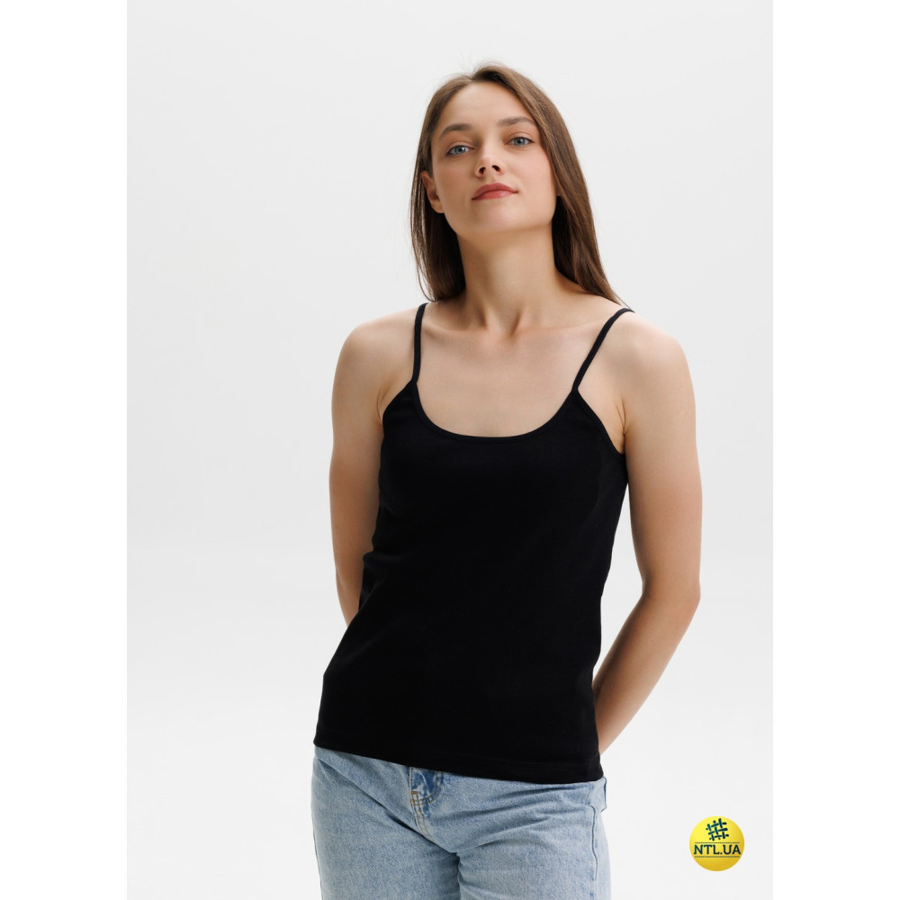 Базова однотонна жіноча майка з бавовни на тонких бретелях Наталюкс 21-2101 XS Киев - изображение 5