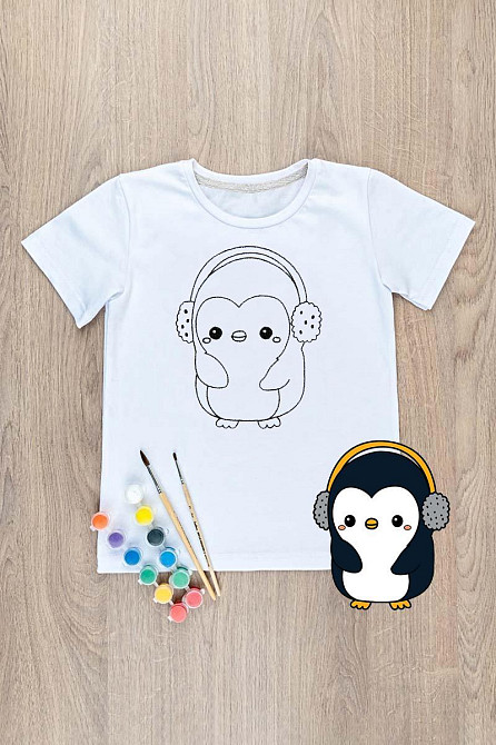 Футболка-розмальовка дитяча Пінгвін топ Київ - фото 2