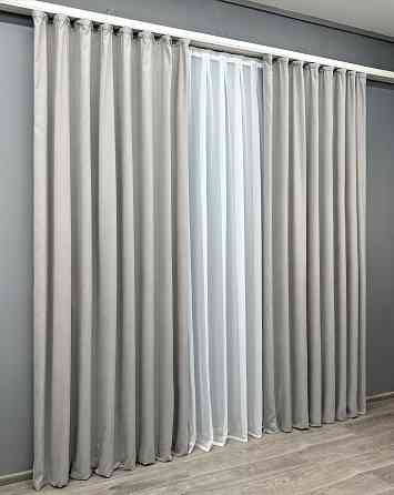 Комплект готових штор VR-Textil Мікровелюр Petek № 1832ш Світло-сірий 100х290 см 2 шт (31-919) Київ