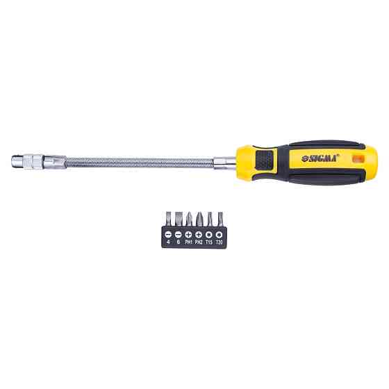Отвертка с гибким валом + биты 6шт CrV Mega SIGMA (4009721) Киев