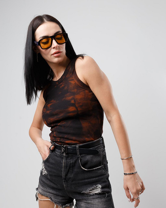 Облягаюча майка тай-дай Ripple 42-44, Терракотовый Киев - изображение 4